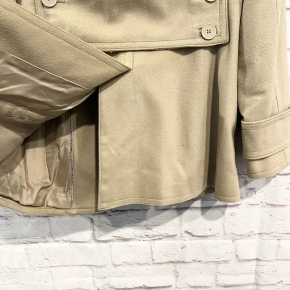 Calvin Klein Jacket Size 8 Double Breasted Wool Blend Beige Coat Jacket - Picture 8 of 12